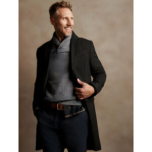 Banana Republic Italian Yarn Wool Gray Pullover Popover Shawl Chunky Collar Knit